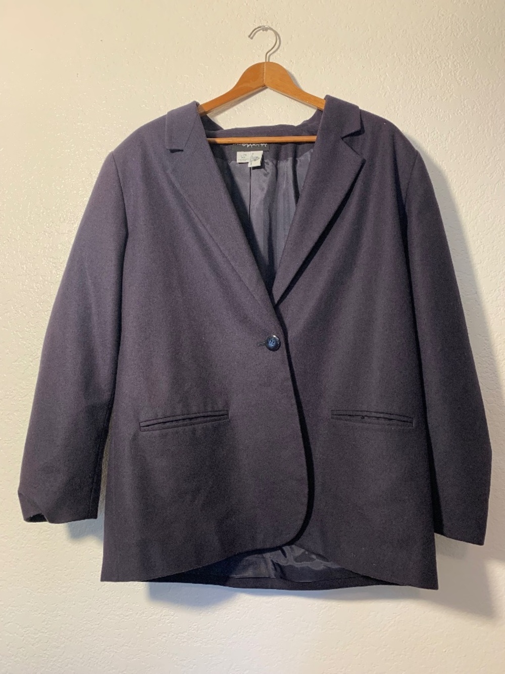 Vintage Sag Harbor Blazer Jacket 100% Wool Navy Blue Size 14P Classic Lined
